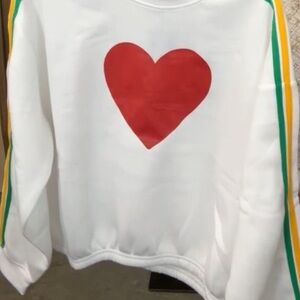 White Sweatshirt with Red Heart ❤️ ❤️❤️❤️